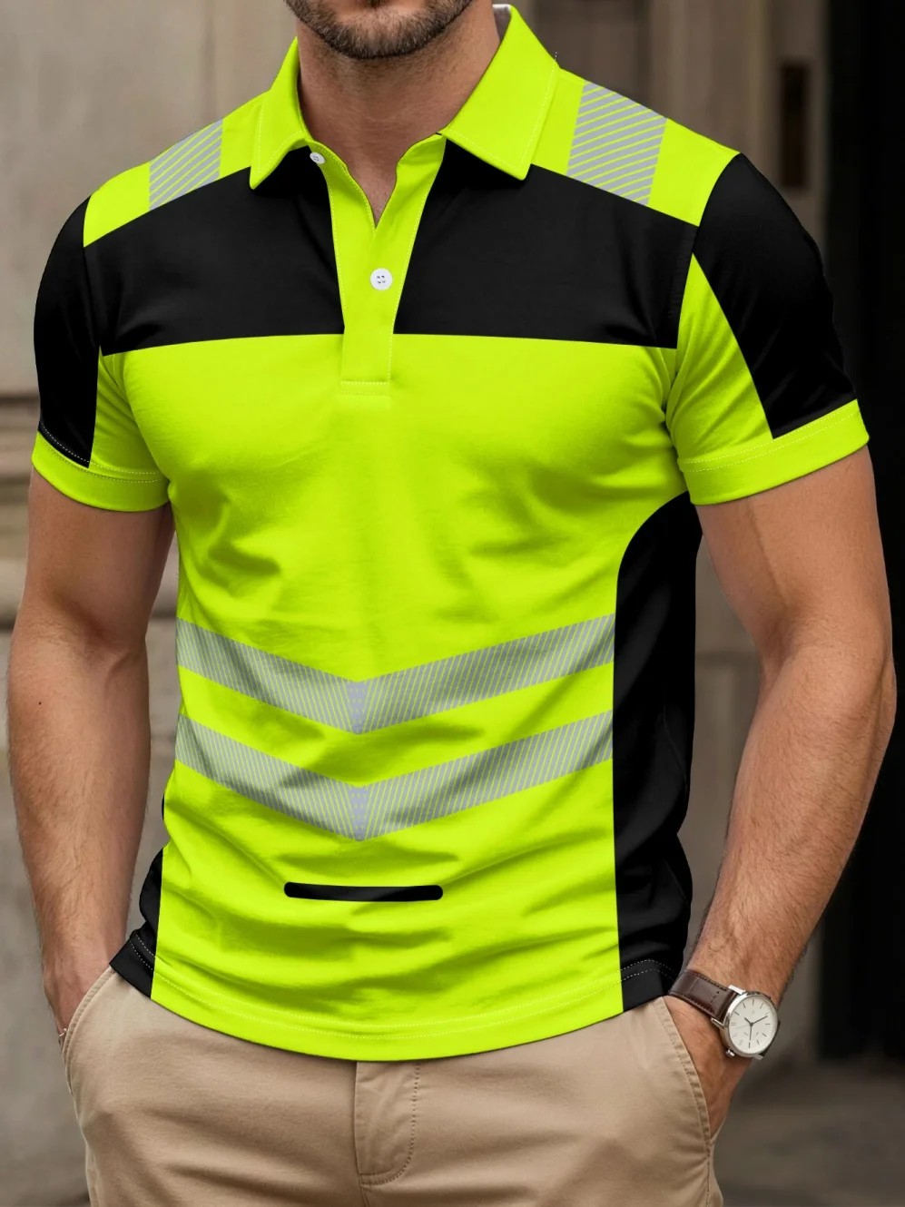 Men's Fashion Printed Polo Shirt 3D Printed New Secure Logo Color Blocking Design Sports Running Short Sleeve Men's Polo Shirts