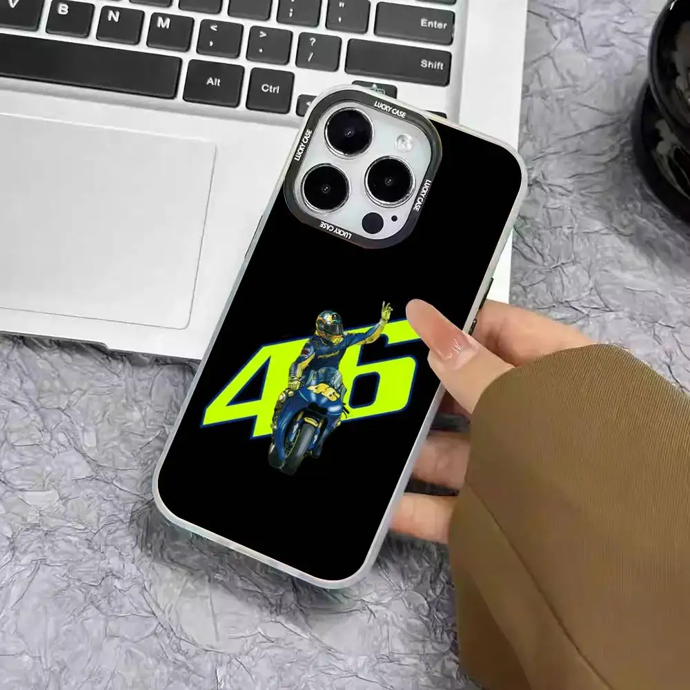 1 funda de teléfono v-valentinoS r-ossies 46 láser IMD Color carcasa plateada para IPhone 17 16 15 14 13 12 11 Air Pro Max Plus