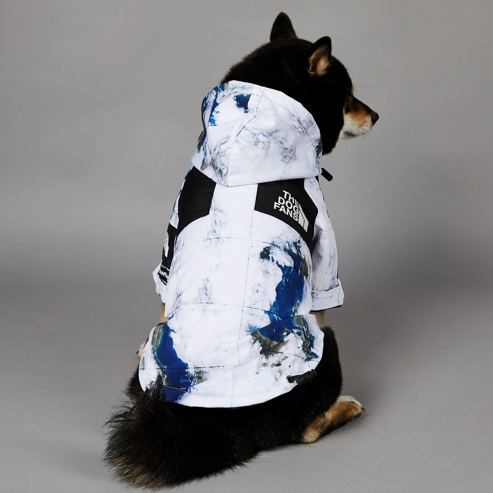 Dog Punch Coat Pet Raincoat Jacket Satellite Cloud Map Pattern Tide Fashion Windproof Rain Rain Coat Personalized