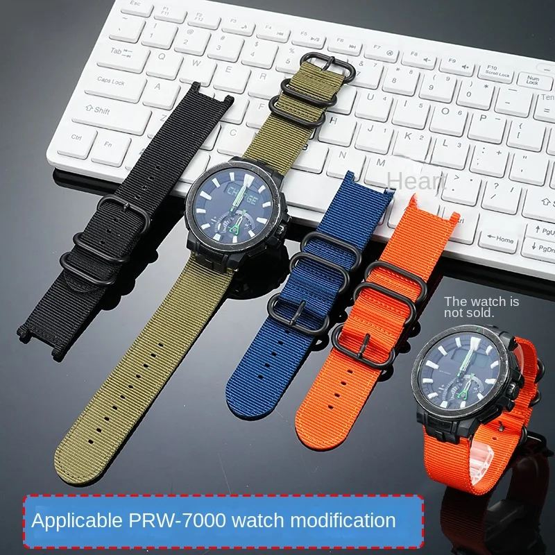 النايلون حزام ساعة اليد ل كاسيو PROTREK 5480 PRW-7000 PRW7000FC PRW-7000X تعديل حزام الساعات الرياضة مقاوم للماء تنفس سوار