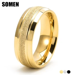 Somen 8mm Titanium Steel Frosted Rings For Women Men Romantic Engagement Wedding Party Fashion Jewelry Female Male Couple Ring