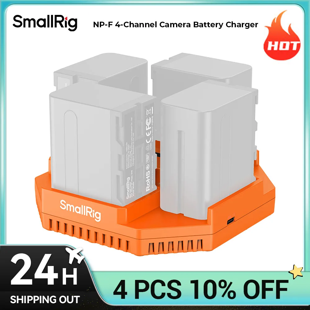 SmallRig NP-F970 4-Channel Camera Battery Charger with PD100W Fast Charging OLED Display Compact NP-F Battery Charger for Sony