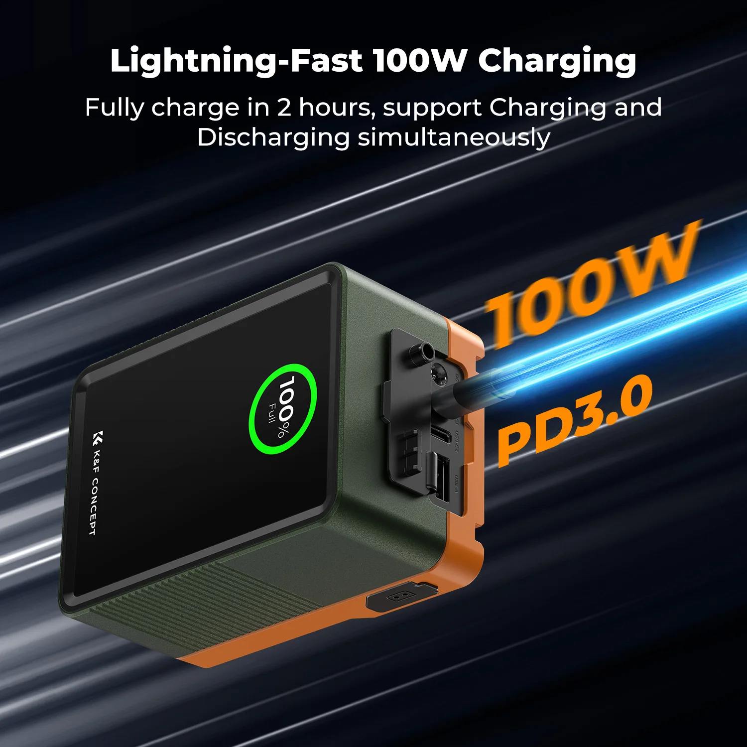 بطارية K&F CONCEPT V99 Pro Mini V-Mount 99Wh 100W شحن سريع ثنائي الاتجاه 6 منافذ بطارية إخراج شاملة