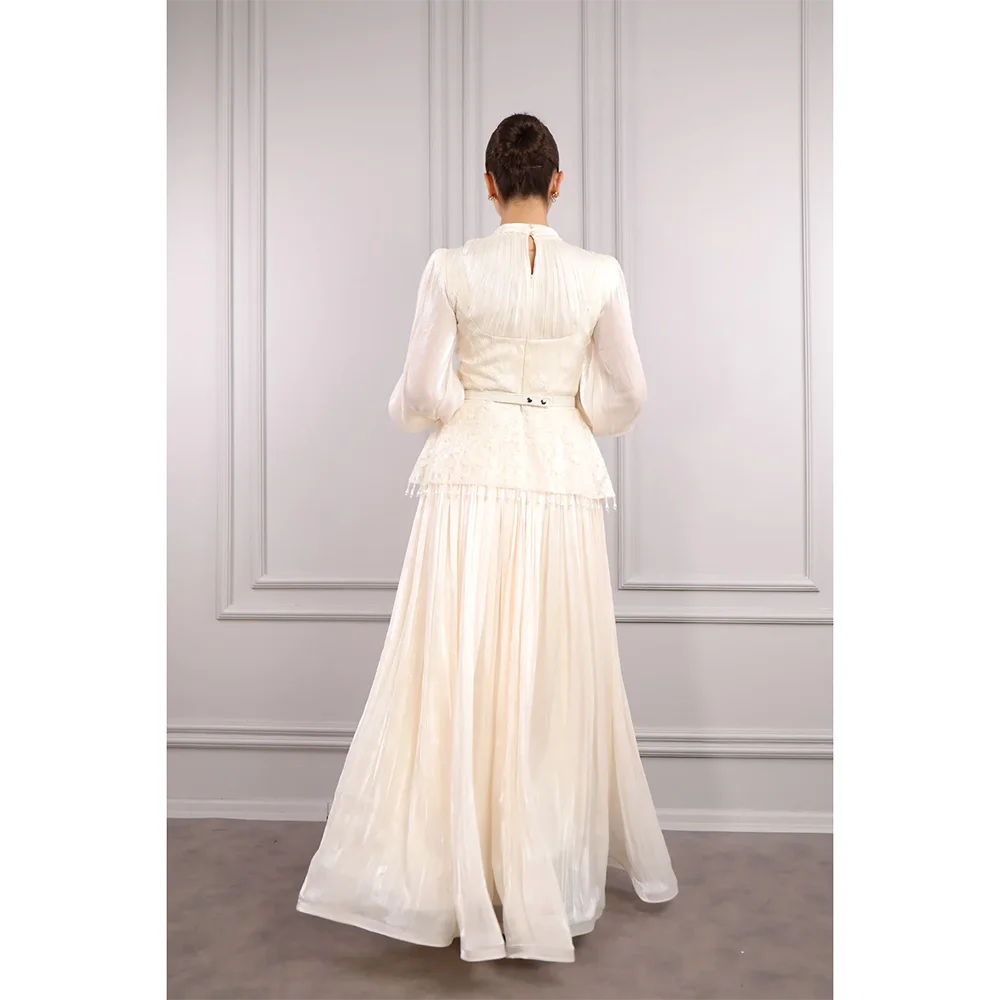 Maßgeschneiderte lange Abendkleider mit langen Ärmeln, elegante Ballkleider für formelle Anlässe, Perlenkristall 2025, knöchellange Ballkleider