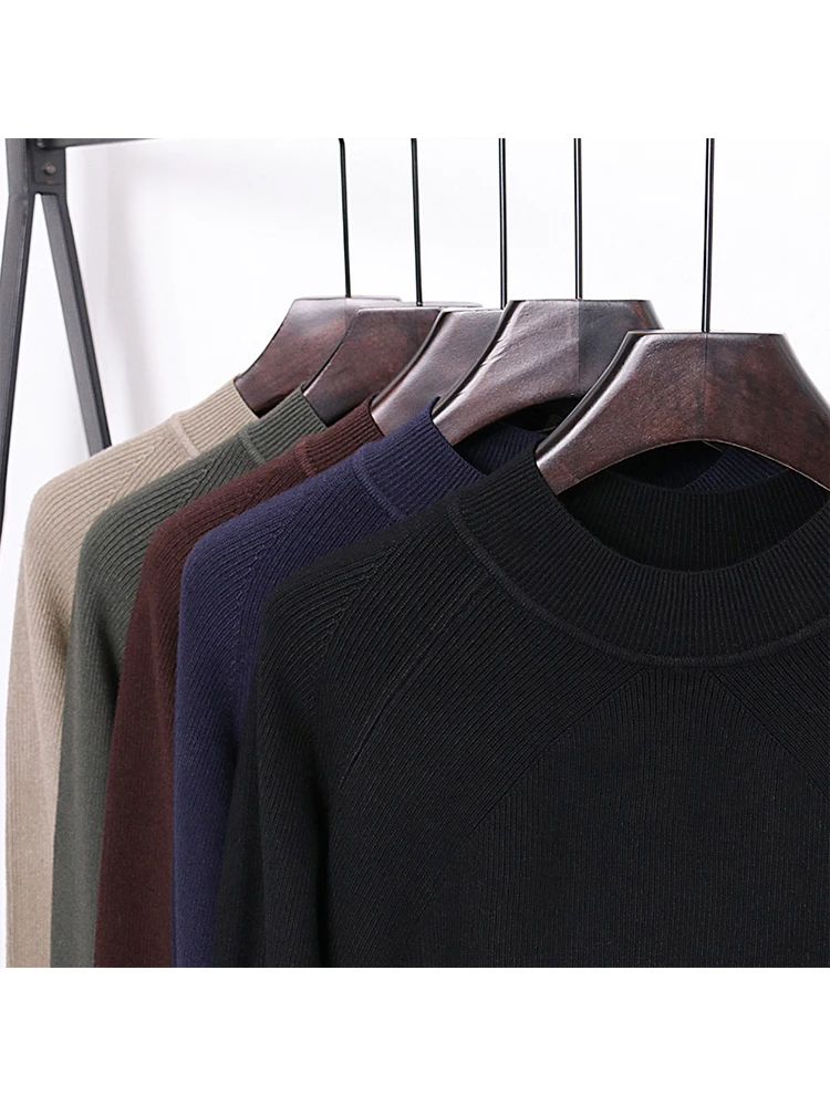 

Мужской приталенный вязаный свитер с воротником-стойкой, однотонный, базовый слой, повседневный, модный, осенне-зимний, деловой стиль