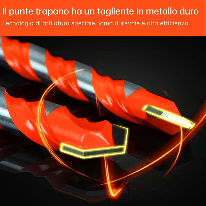 타일 드릴, 벽 드릴, 석조 드릴, 유리 드릴, 세라믹 드릴 세트, 다기능 드릴 (6mm, 6mm, 8mm, 10mm, 12mm)