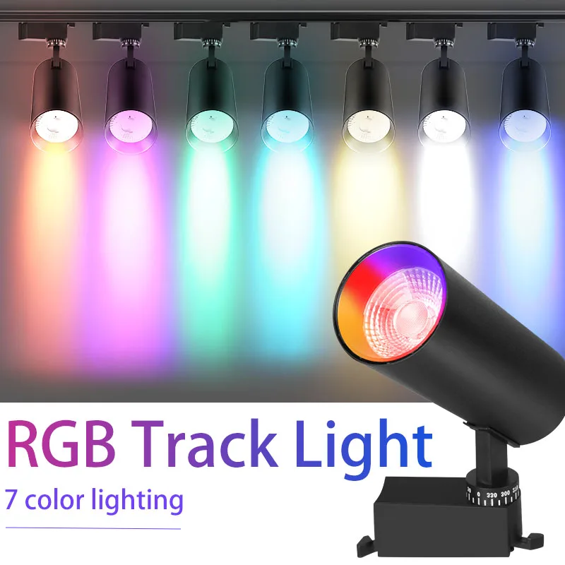 

RGB Color Spotlight Track Light Led Ceiling Stage Light Fixture Rail Lamp 220v 20w Atmosphere Party For Bar Dance Room Nightclub