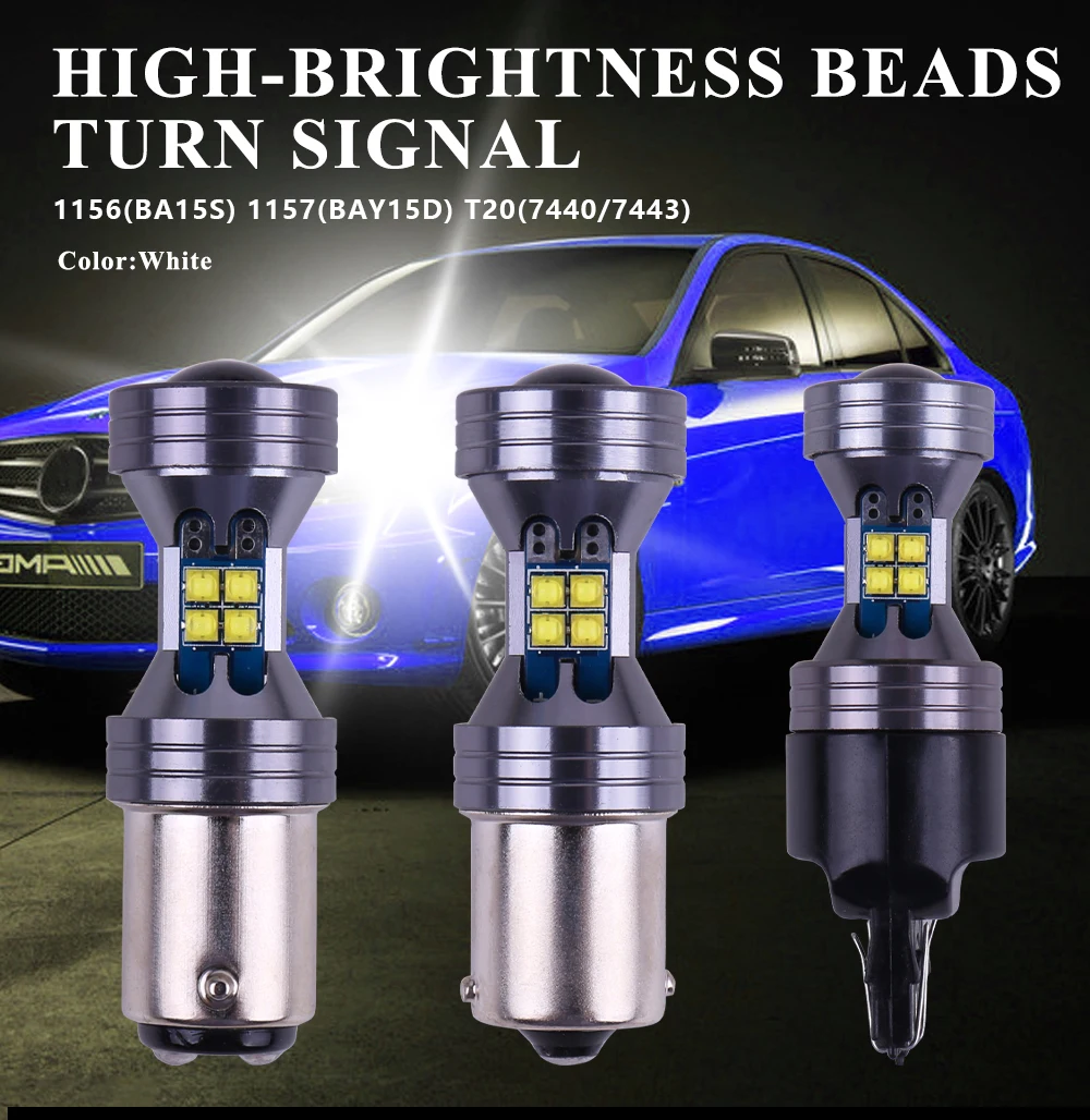 2x PY21W P21/5W 1156 Ba15s 1157 Bay15d 7440 For Car Turn Signal Light 12V 3030chip 10SMD 6000K White Brake Reverse Parking Lamp