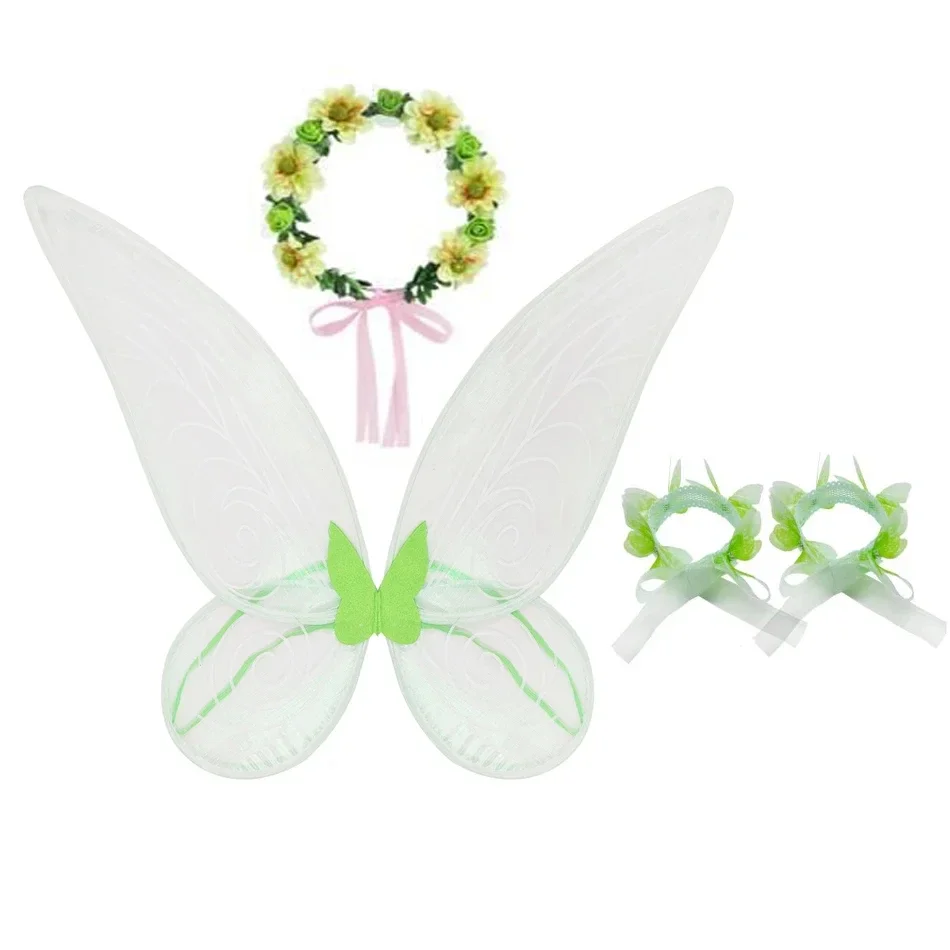 Tiana Accessories Girls Tinker Bell Headband Crown Wand Gloves Necklace Bracelet Earrings Princess Wing Sets For Kids Birthday