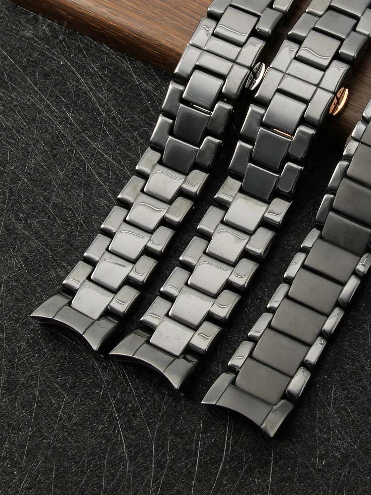 For Armani Black Frosted Ceramic with Tool Watch Strap Ar1451 1452 1400 1410 1421 1440 Anti-Allergy Stainless Steel Watchbands