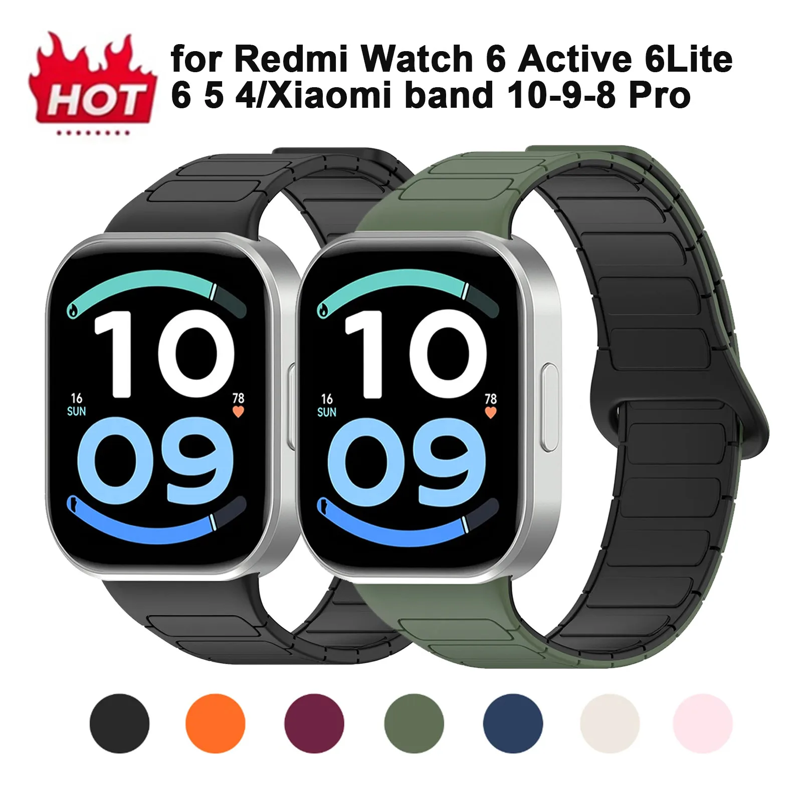 Magnetic Loop Silicone Strap for Redmi Watch 6 Active 6Lite 4 5 6 Sport Strap Bracelet Correa for Xiaomi 8-9-10 Pro Watchbands