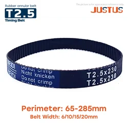 T2.5 Rubber Closed Loop Timing Belt Width 6/10/15/20mm Perimeter 65-285mm Pitch 2.5mm T2.5 Synchronous Belt
