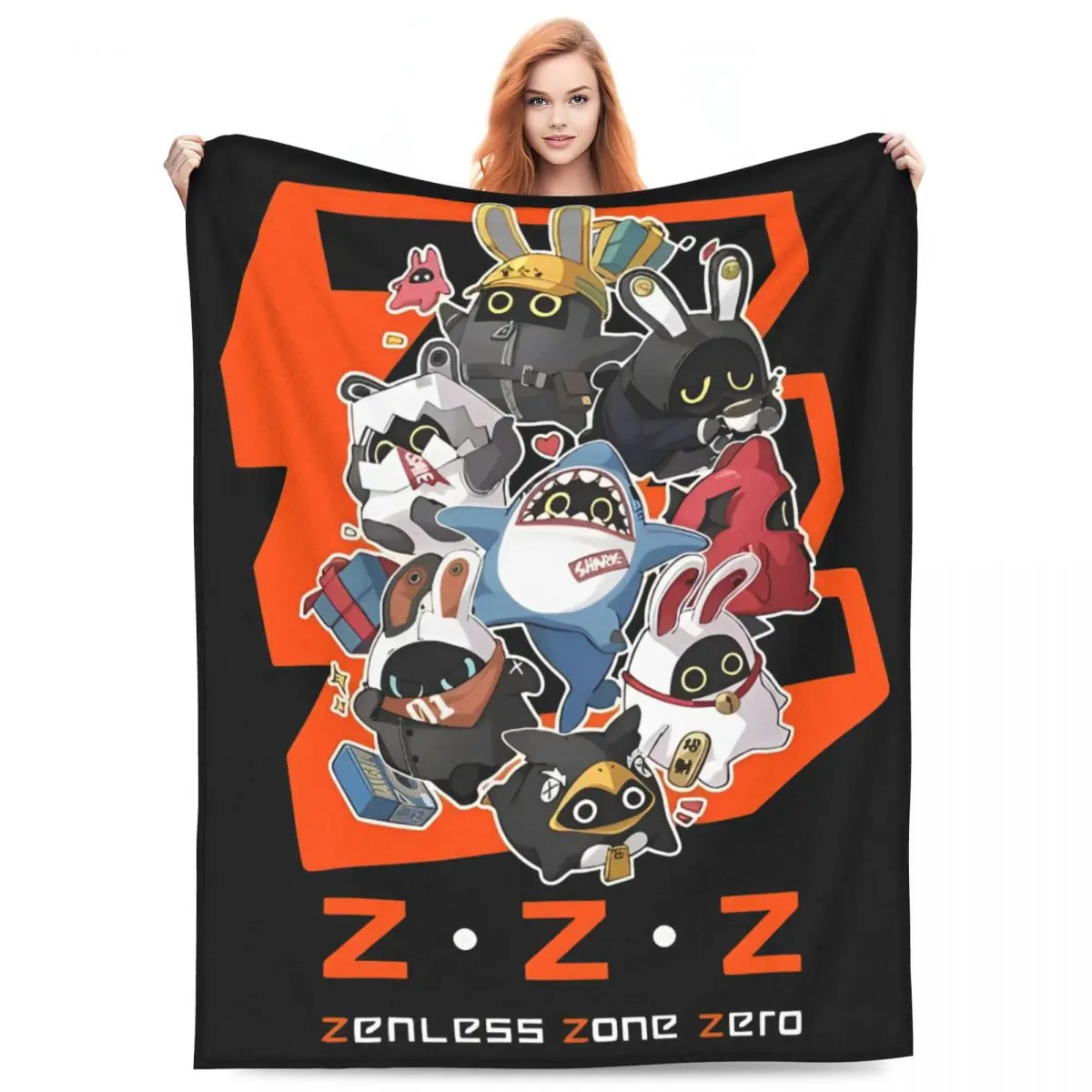 

Zenless Zone Zero Bangboo Orange Blanket Fleece Winter Breathable Lightweight Throw Blanket for Bed Couch Bedding Throws
