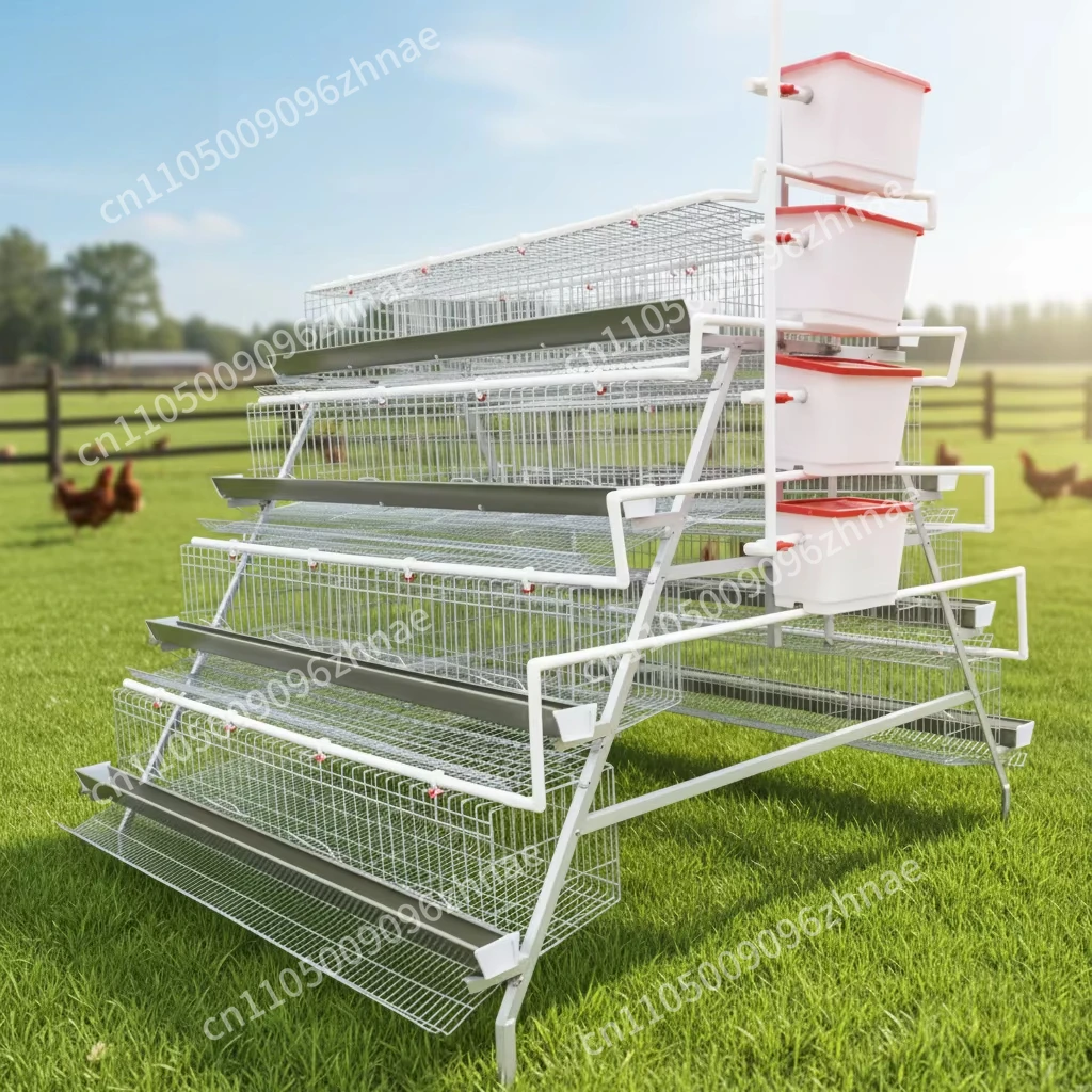 High Capacity A-Type Layer Chicken Cage 4-Layer Galvanized Automatic Egg Laying System for Poultry Farms