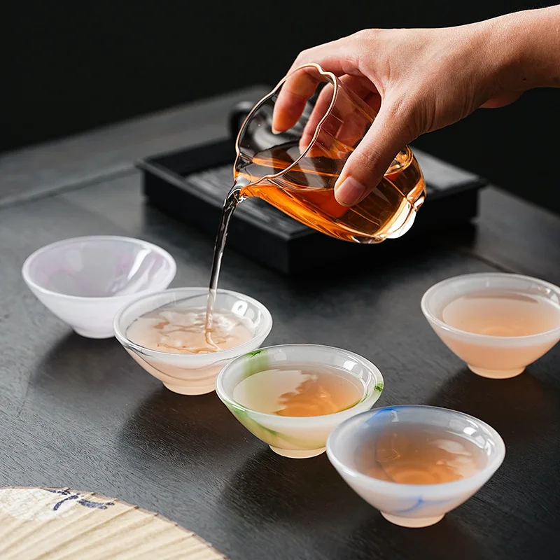 Colored Glaze Teacup Jade White Straw Hat Shape Kung Fu Tea Ware Single Personal Teacup For Home Office Tea Tasting