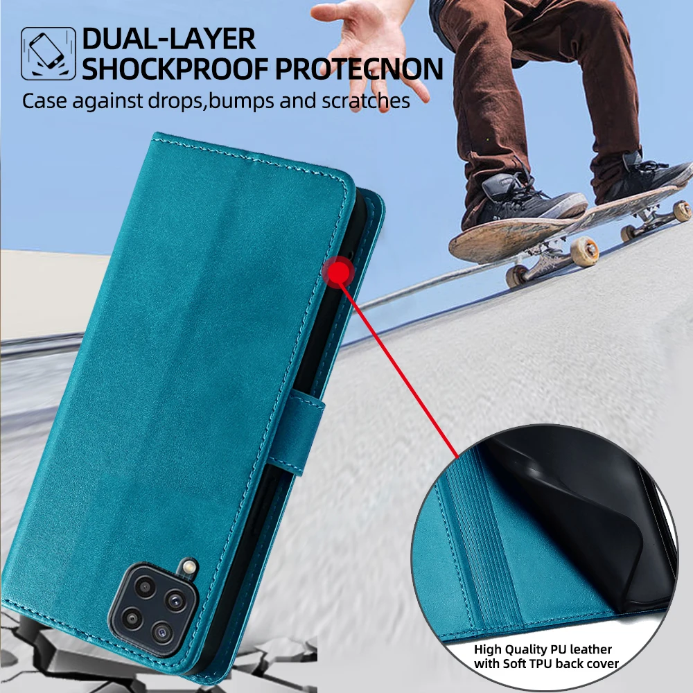 Leather Wallet Phone Case for Samsung Galaxy M52 M12 M51 M31S M32 M31 Prime M22 M21 M21S M11 Flip Cover with Card Slots
