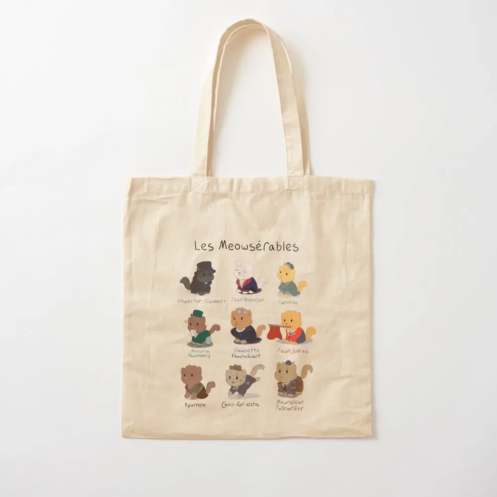 Cute Les Miserables Cat Pun (Les Meowserables) Tote Bag Women's shopper bag canvas tote bags Bag