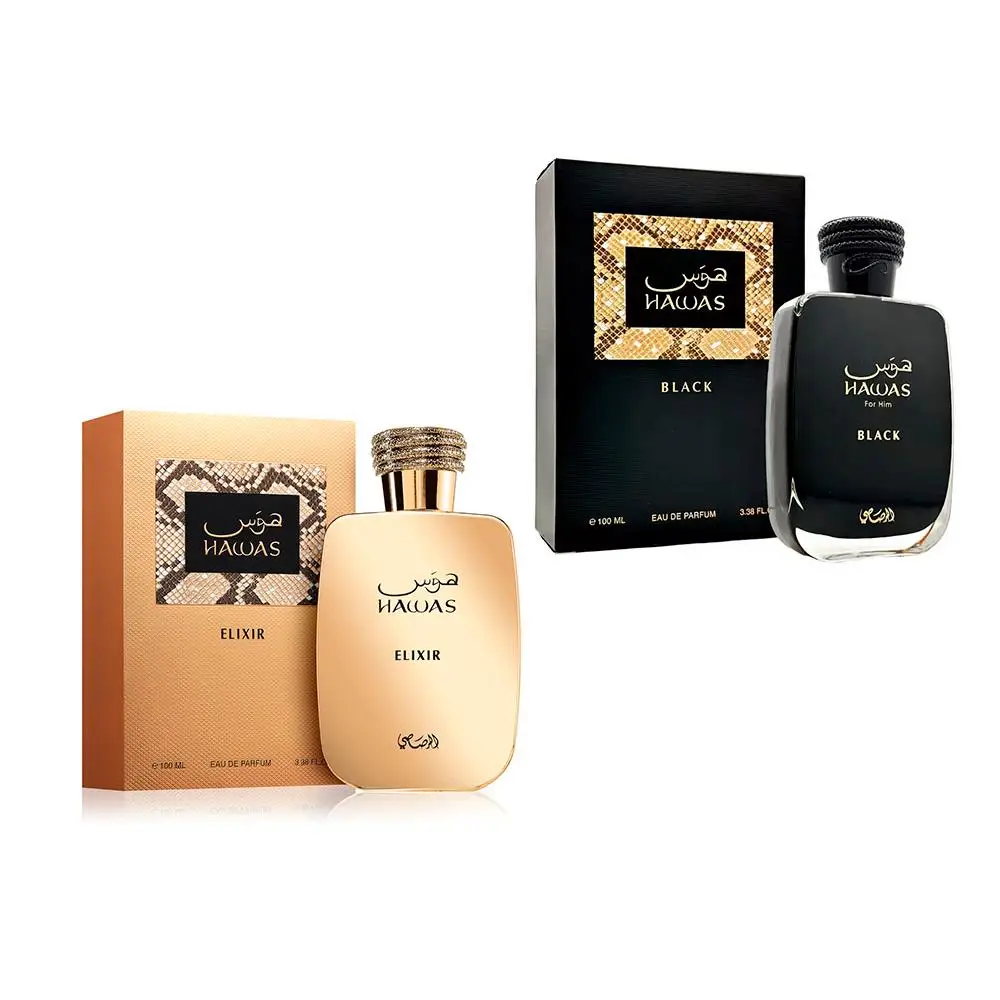 Hawas Black de Rasasi | Rasasi Hawas Elixir Perfume árabe Elegante Duradero 100ml Poder, Elegancia y Larga Duración