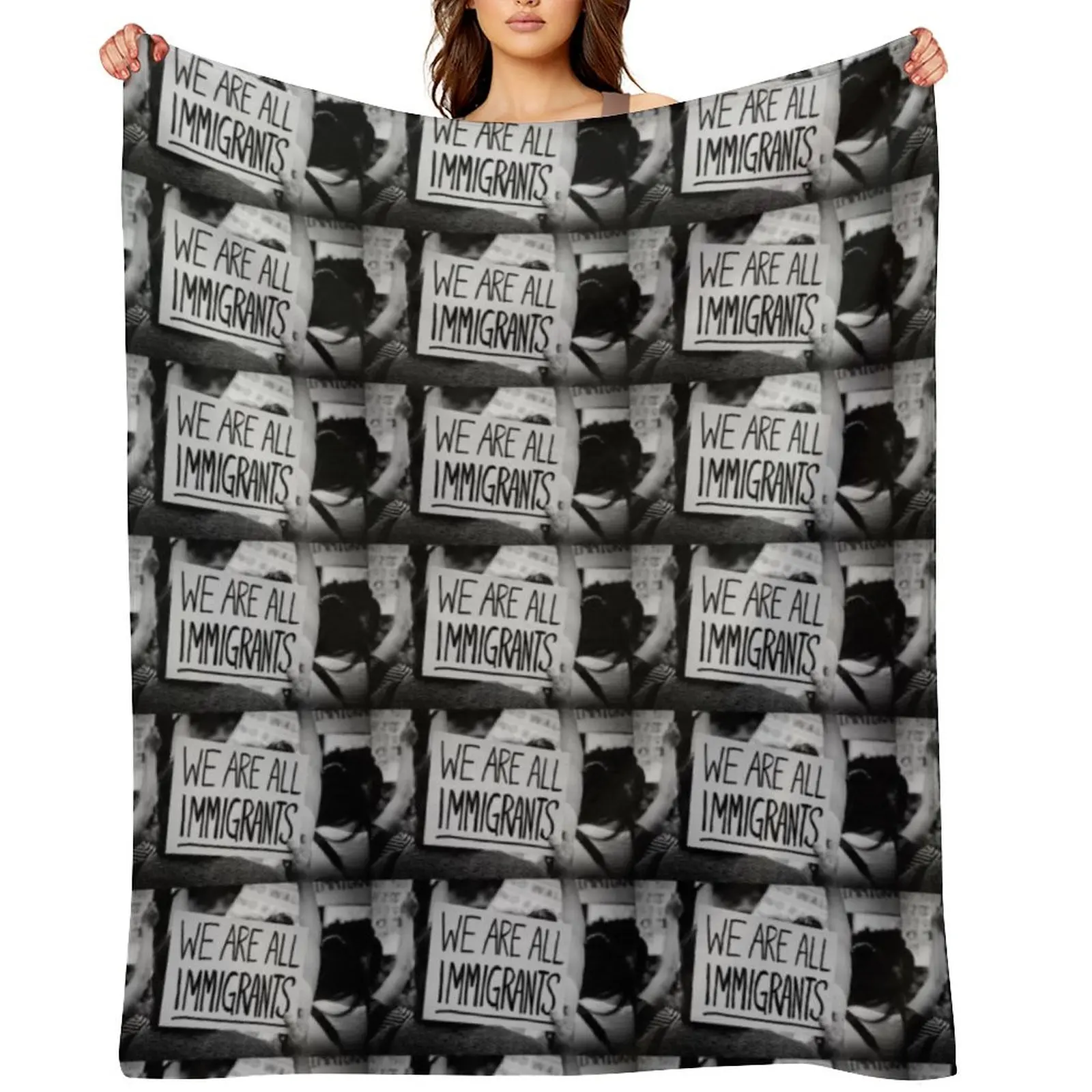 

We Are All Immigrants Throw Blanket Retros Bed Blankets Sofas Of Decoration For Decorative Sofa Blankets