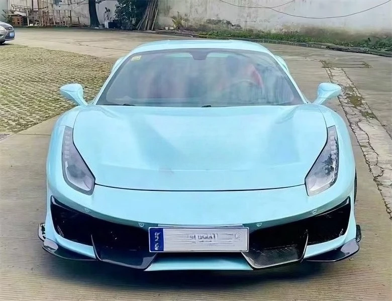 For Ferrari 488 GTB Spider Upgrade Pista Style Half Carbon Fiber Front Bumper Rear Bumper Side Skirt Spoiler Hood Trunk