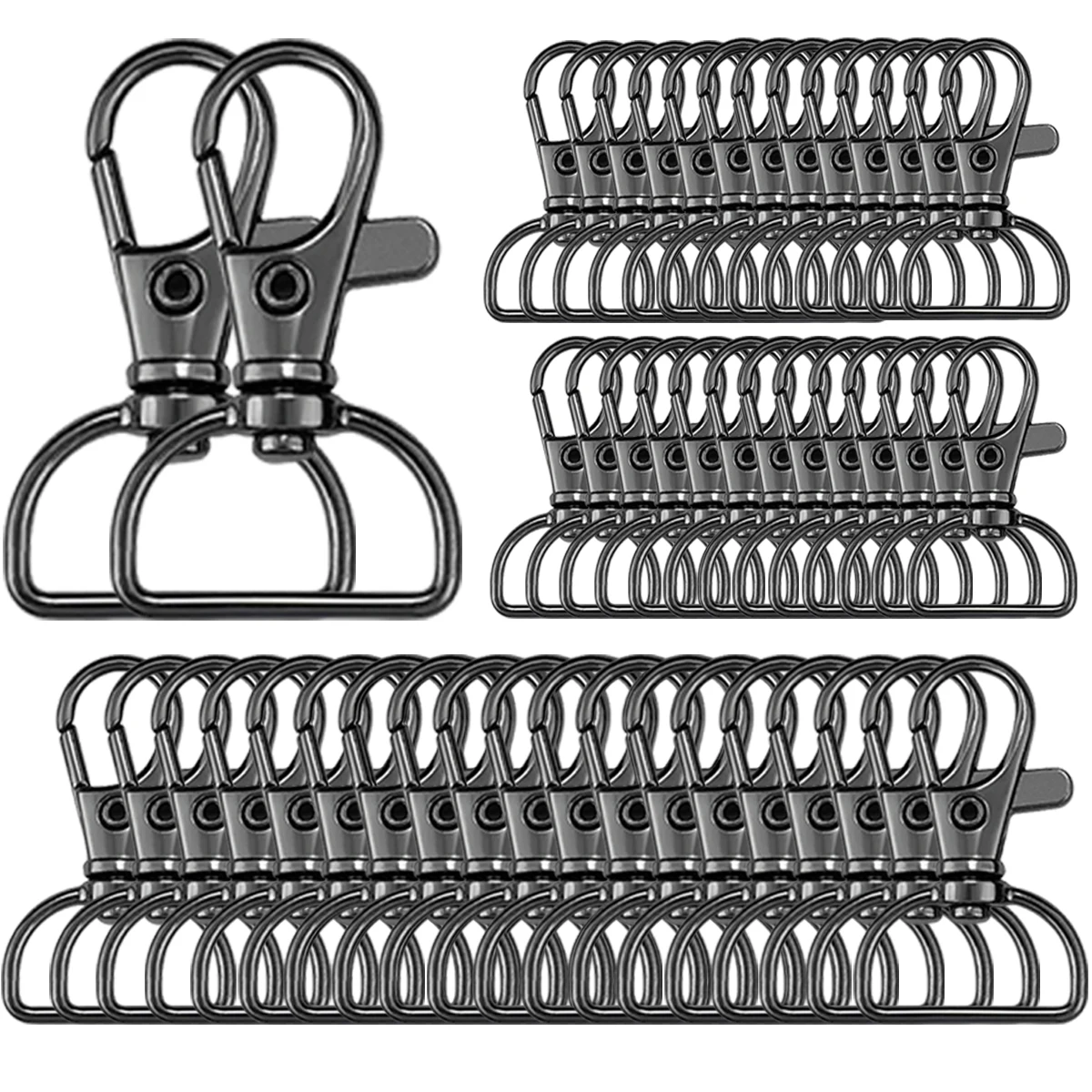 Juego de clips para llavero de 10/30/50 piezas: clips de anillo en D para hacer llaveros, manualidades con cordón, herrajes para billeteras y proyectos de bricolaje