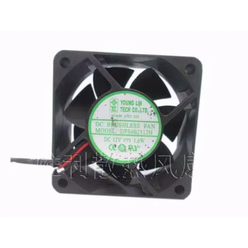 Young Lin DFS602512H DC 12V 1.60W 60x60x25mm 2-Wire Server Square Fan