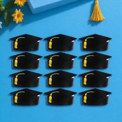 12 قطعة قبعات التخرج الورقية لتقوم بها بنفسك المواد الحرفية للأطفال الخريجين حفلة تفضل حفل المدرسة ديكور قبعة التخرج مشروع فني #6