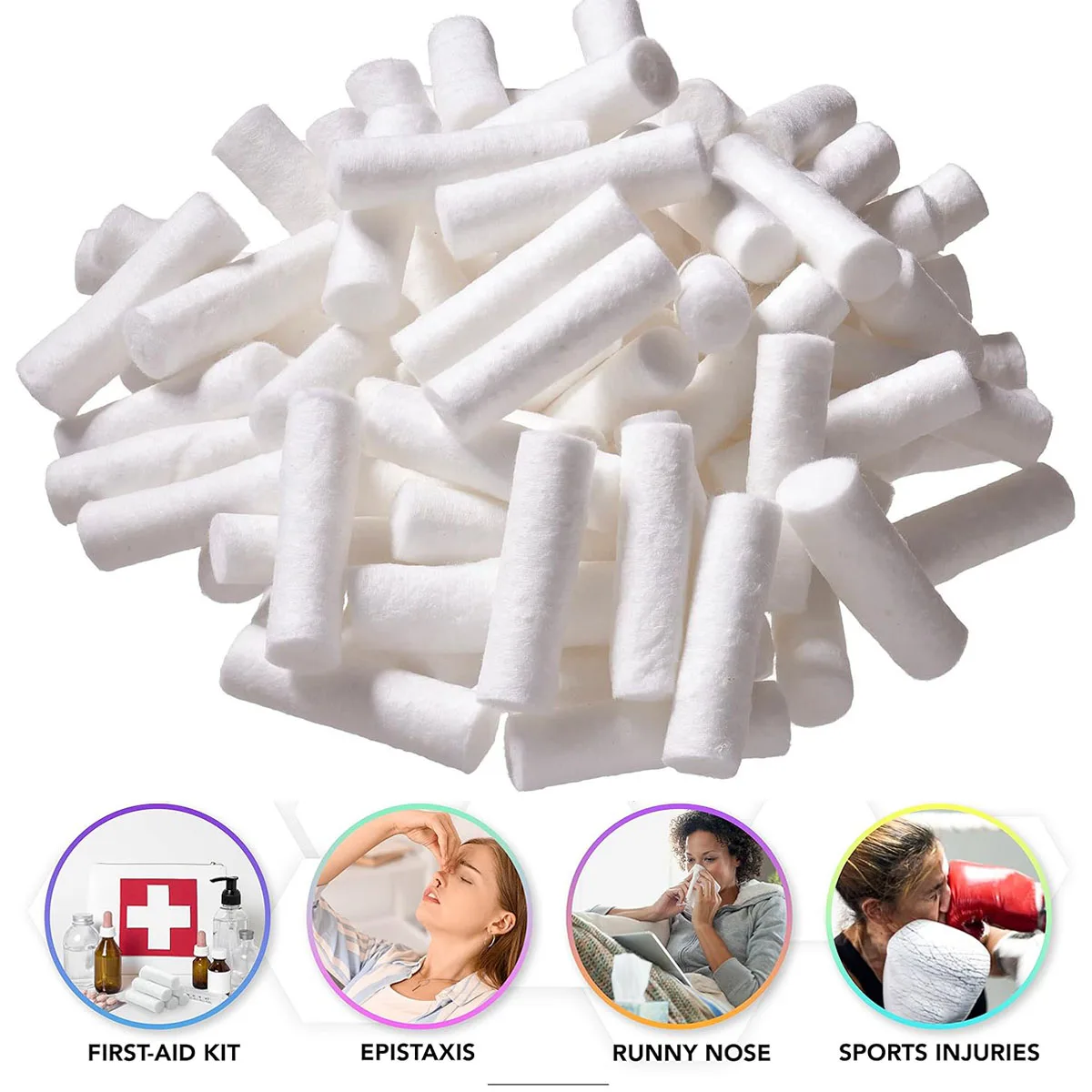 Rollo de algodón dental, congestión nasal de 1 pulgada: coagulación súper absorbente, rollo de algodón