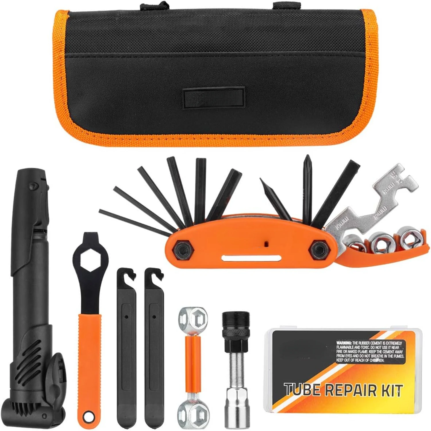 

Durable, Compact and Portable Bicycle Repair Bag - Ideal for Camping and Travel - Convenient Tire Maintenance Inflator and Safet