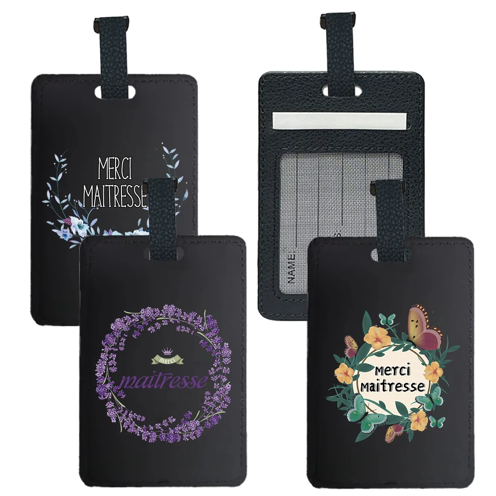 Pu Portable Travel Luggage Tag Personalised Leather Luggage Tag Essential Passport Cover For Journeys Unisex Maitresse2 Pattern