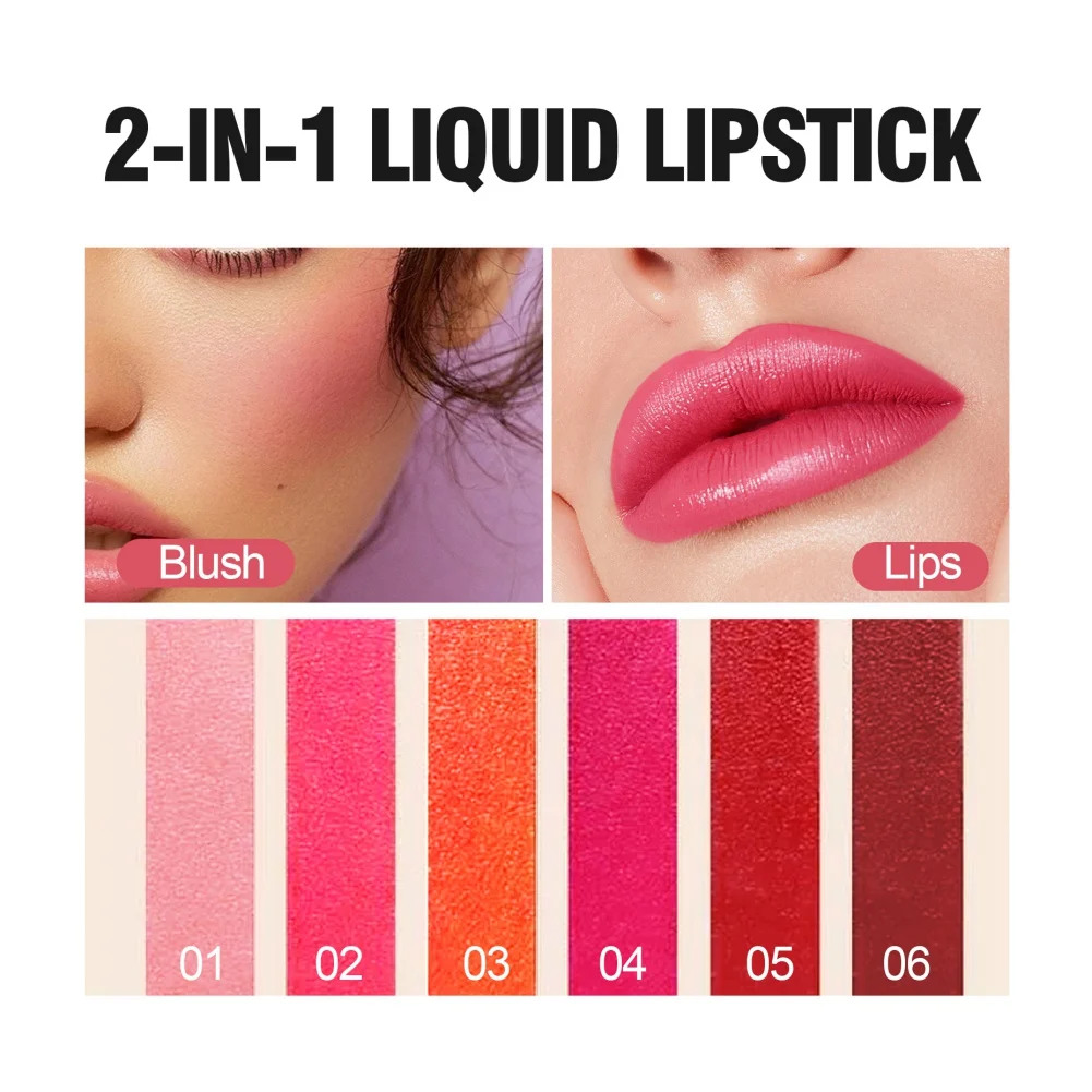 Fruit Juice Lip Tint Non-stick Cup Liquid Lipstick and Blush 2 In1 Waterproof Long Lasting Water Lip Stain Lips&cheek Makeup