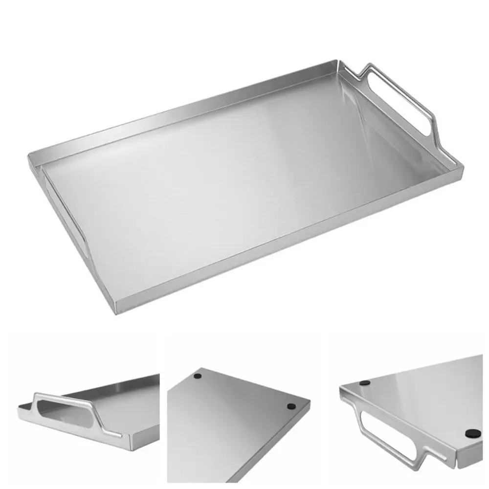 Portable Food Serving Tray Sturdy Stainless Steel Fruit Storage Tray Rectangular Decorative Dessert Baking Pan Table Decor