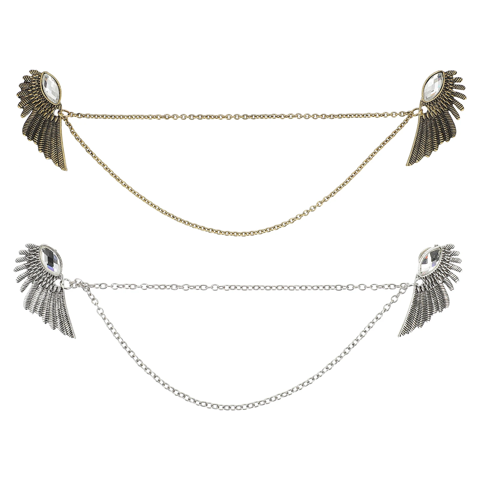 

2pcs Collar Sweater Brooch Shirt Angle Wing Chain Flowers Elegant Angle Wing Shawl Clip Gift Wedding Accessories Jewelry