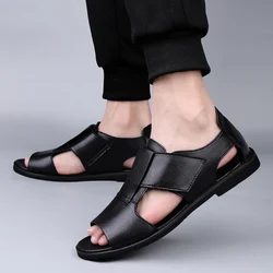 Men's Outdoor Comfortable Sandals Summer Men Cowhide Breathable Sandals Beach Men Casual Shoes High Quality Leather Men Sandals