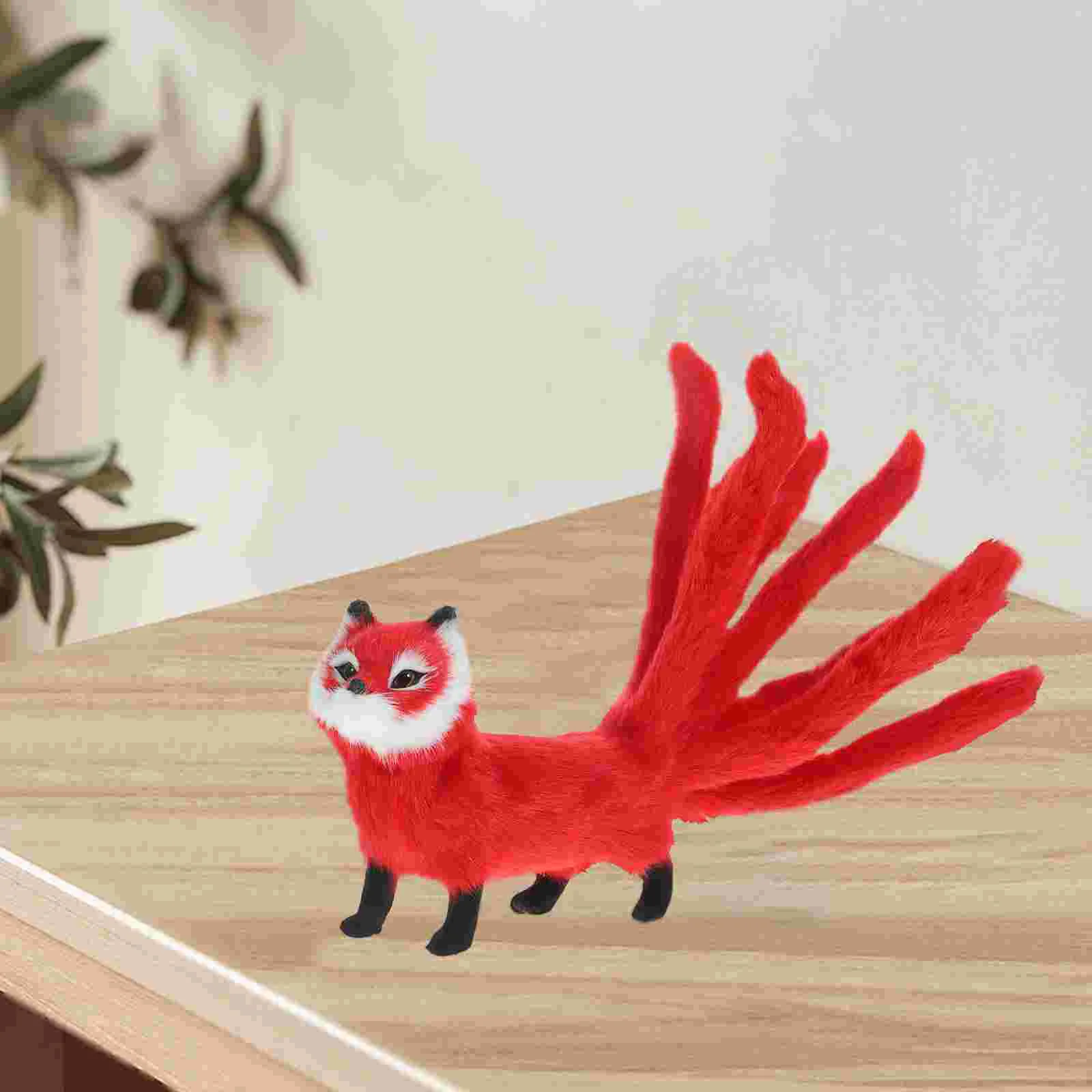 

Simulation Fox Adorable Foxes Mini Plushies Statue Cartoon Home Decors Animals Ornament Plastic Toy Child