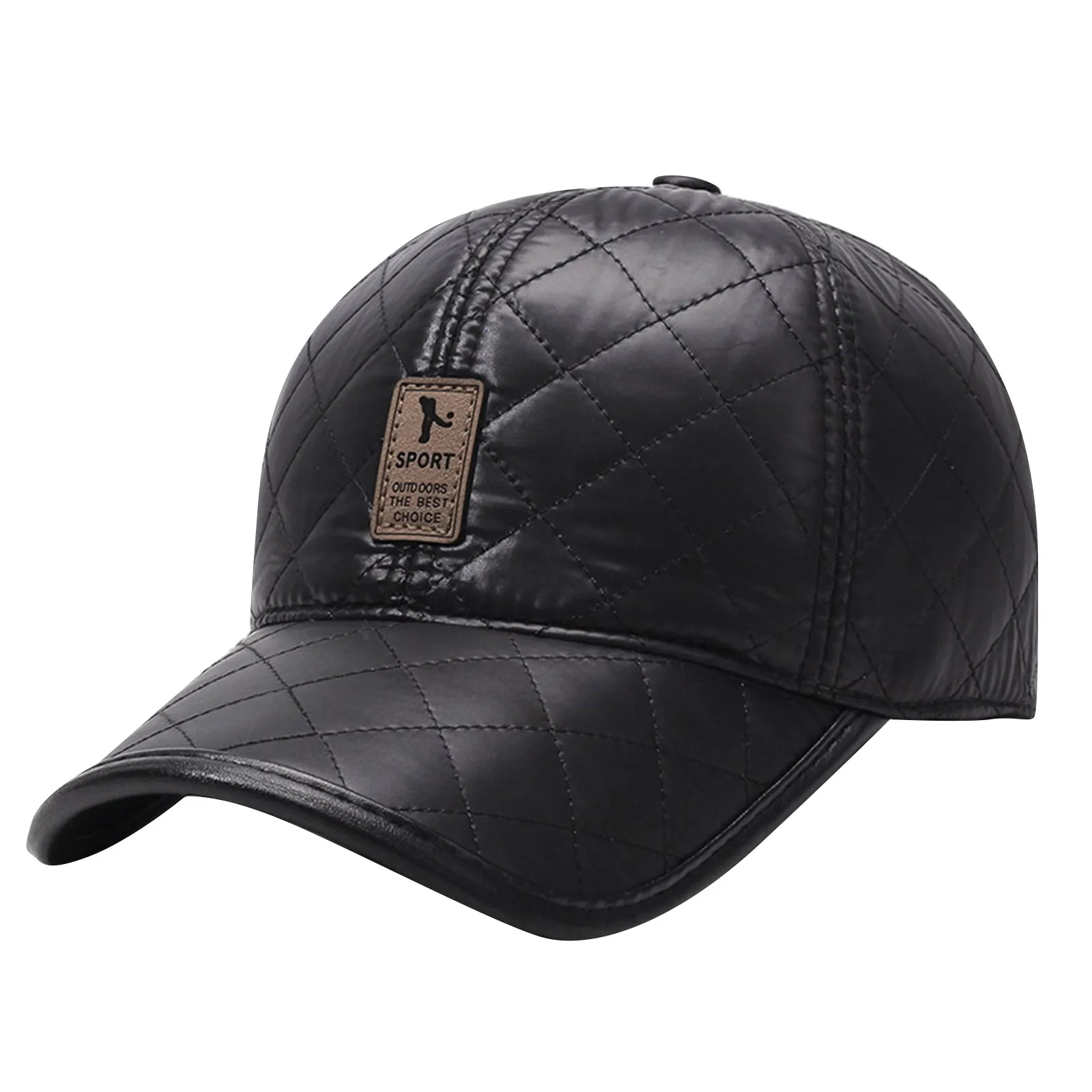 Winter Men PU Baseball Cap Warm Ear Flap Hat Thickened Cold Weather Outdoor Sports Casual Style with Adjustable Strap view 3