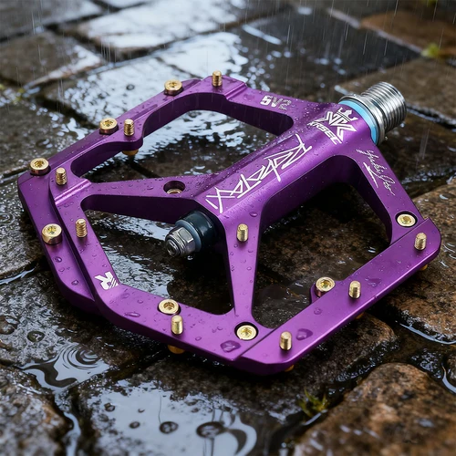 Imagen 2 del producto KRSEC DU rodamientos Pedal de bicicleta CNC aleación de aluminio antideslizante MTB Pedal de bicicleta de carretera pedales anchos accesorios profesionales para bicicleta