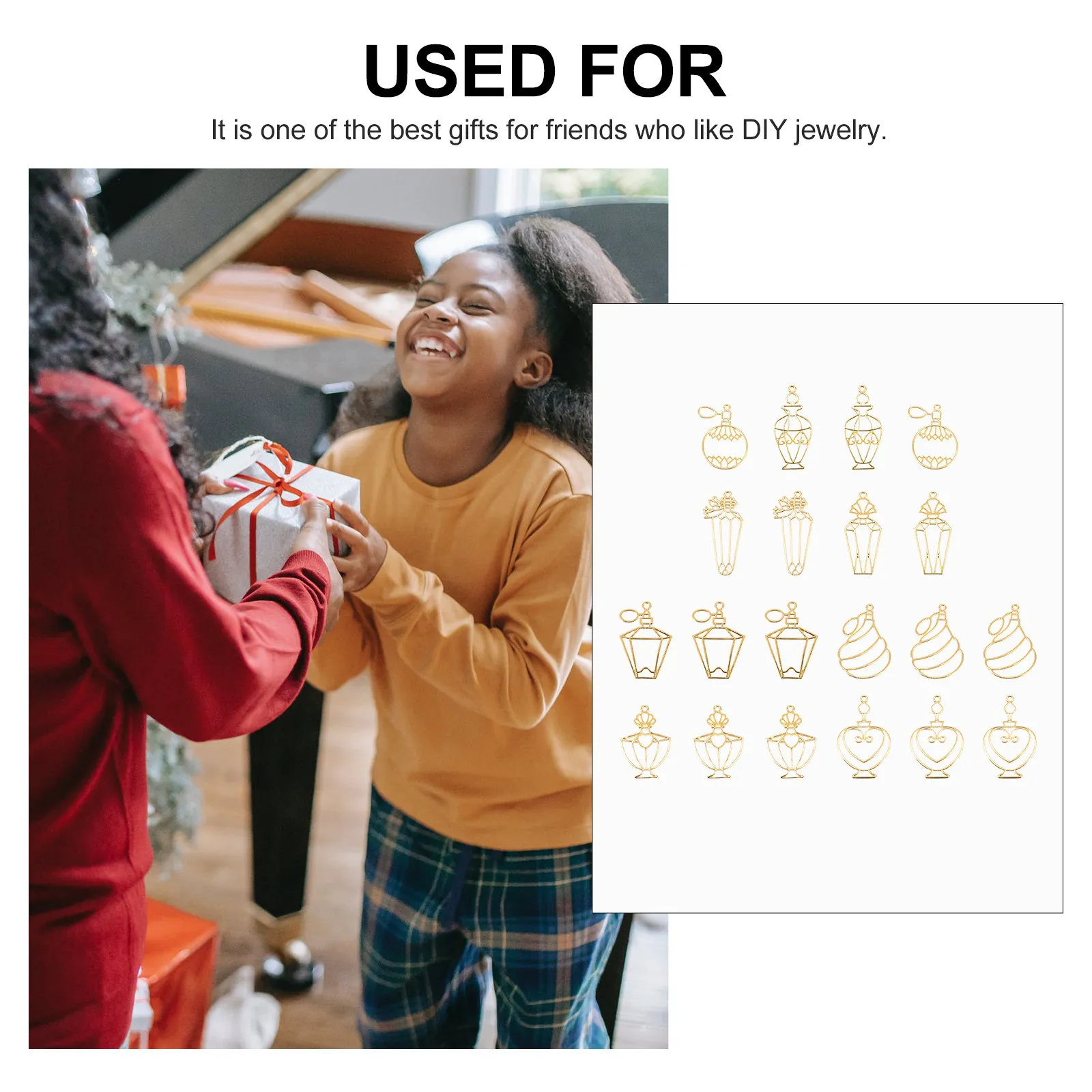 

20Pcs Hollow Perfume Bottle Frame DIY Metal Frame Kit for Pendant Making Jewelry Craft Epoxy Resin Art Supplies