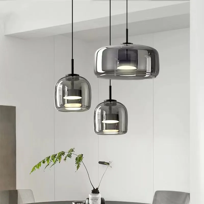 

2025 new Italian minimalist restaurant glass chandelier bar counter study Nordic minimalist bedroom bedside pendant light