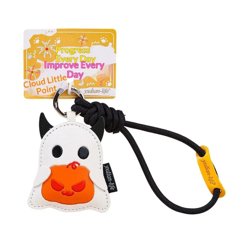Kürbis-Geist-Anhänger Schlüsselanhänger Cartoon-Taschenanhänger PU-Leder Feiertags-Schlüsselringe für Taschen Halloween-Partys Feiertagsausflüge – Detail 7