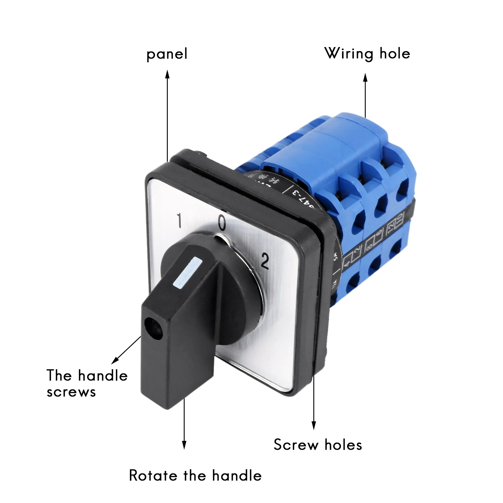 3 Positions On-Off-On Changeover Control Rotary Cam Switch 20A