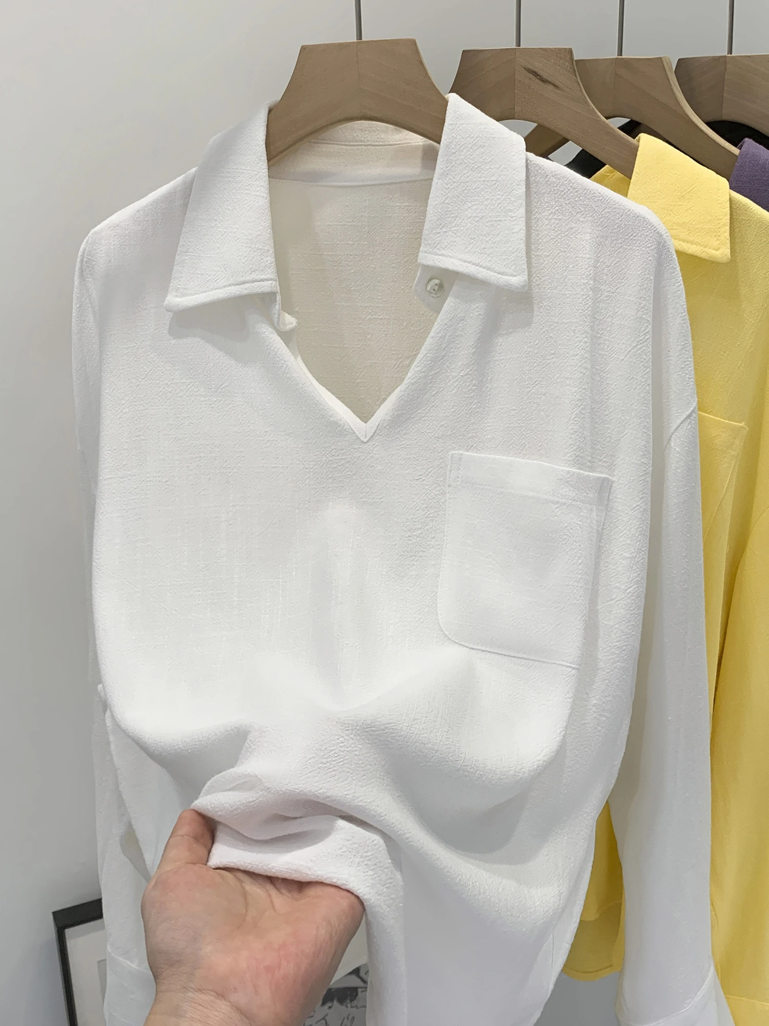 

Unique Beautiful Linen Long Sleeve Shirt Women's Early Autumn New Style High-End Lightweight Luxury Anti-Aging Fashionable Top