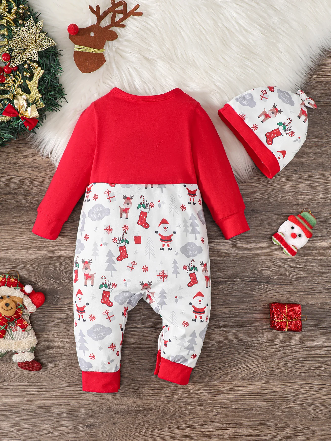 Baby Clothing Santa Claus Bow Bodysuit+Hat 2pc/Set 0-24 Month old Male Baby Christmas clothing Baby gentleman\'s clothing