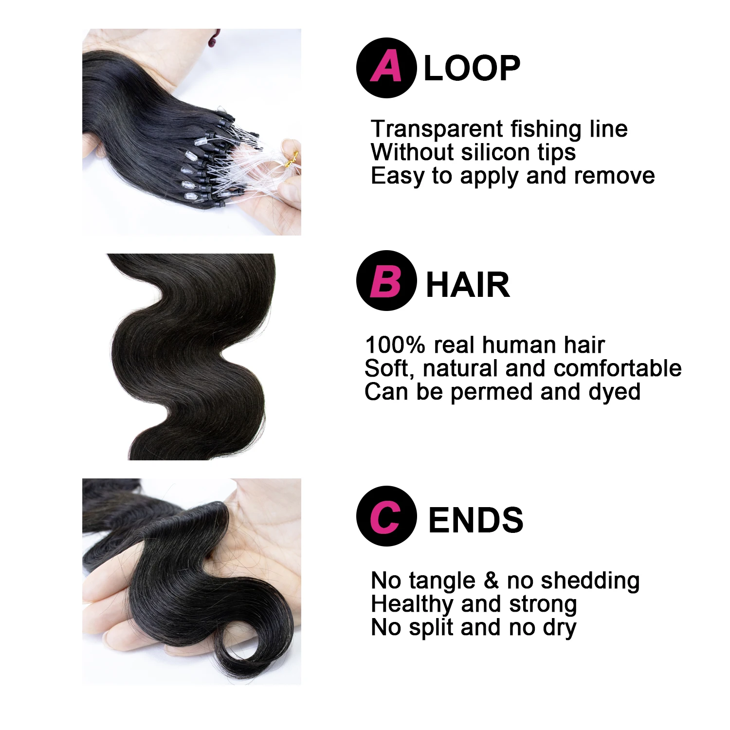 Micro Link Hair Extensions Human Hair Body Wave Micro Loop Hair Extension 50G/50S Micro Link Tip Hair Extensions Real Human Hair
