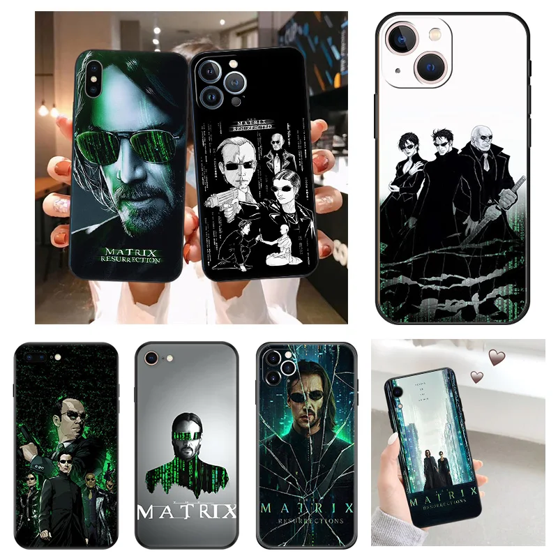 Fashion Matrix 4 Silicone Soft Phone Cases Cover for Apple iphone 15 Pro Max SE 14 13 Plus 12 Mini 11 7 8 6s 6 X XS XR Fundas