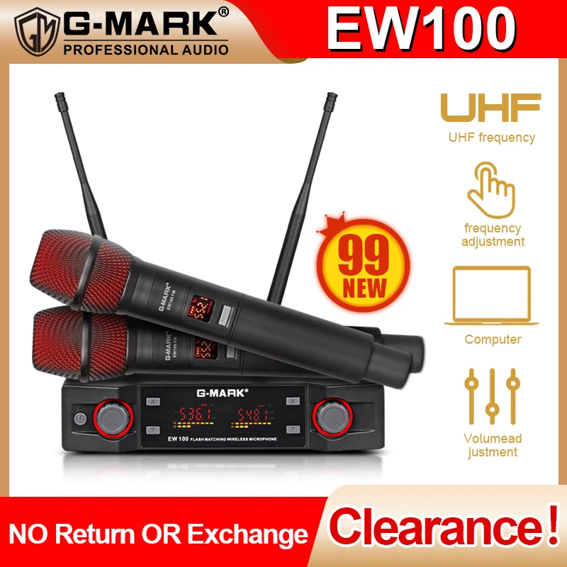 

99 New , G-MARK EW100 Wireless Microphon Professional UHF Karaoke Handheld Mic Frequency Adjustable 50M For Party School Stage