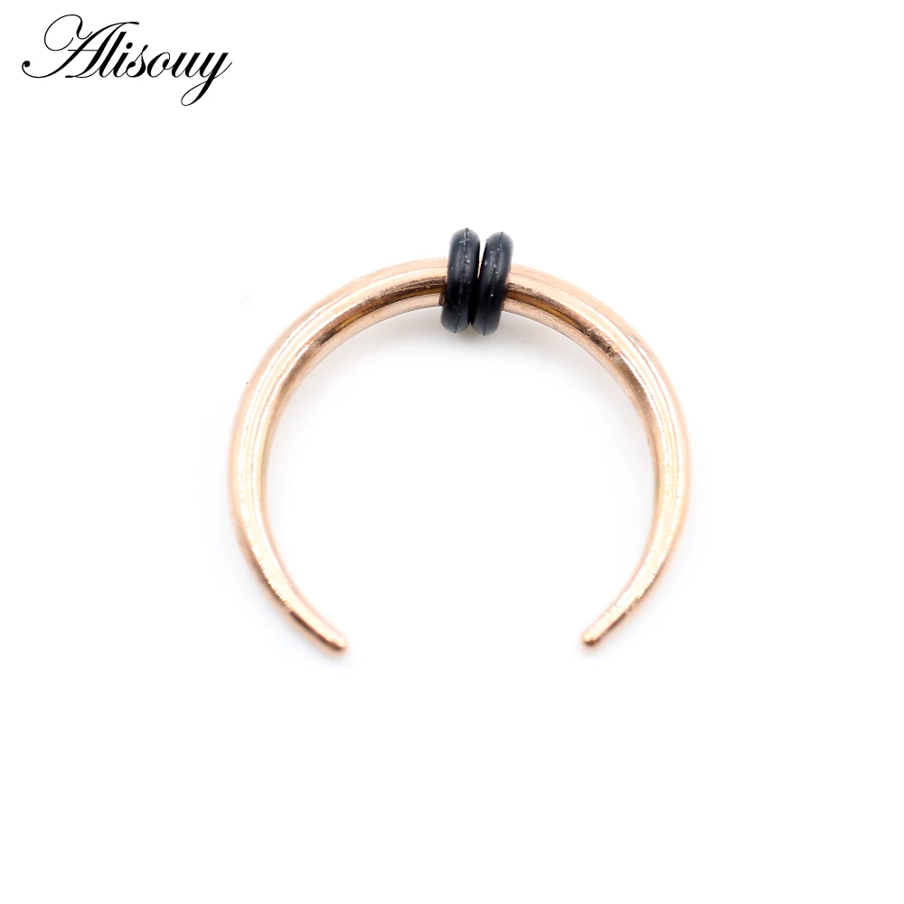 Alisouy 1PC 14/16G Gauge Stainless Steel Buffalo Horn Bull Taper Claw Flesh Ear Tunnel Expander Stretcher Nails Studs Nose Rings