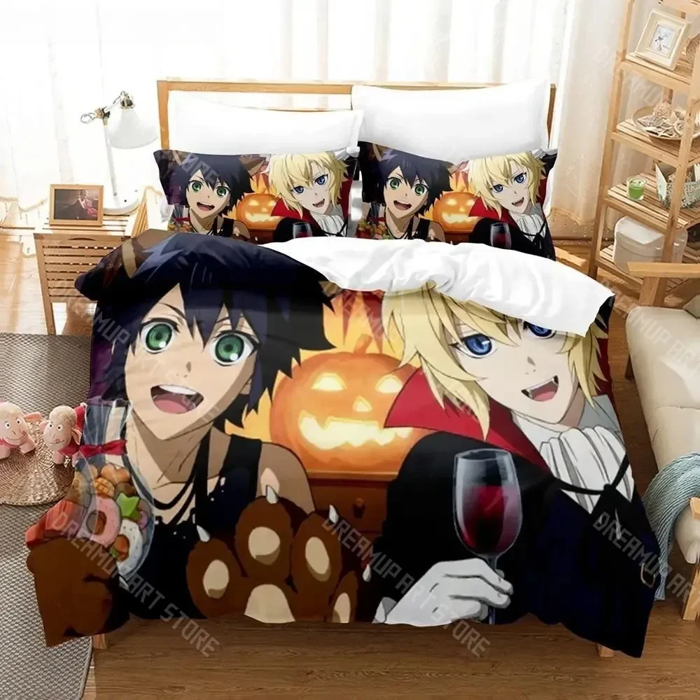 

3D Print Seraph of the End Bedding Set Cartoon Duvet Covers Pillowcases Double Size Bedclothes Decoration Home Textiles