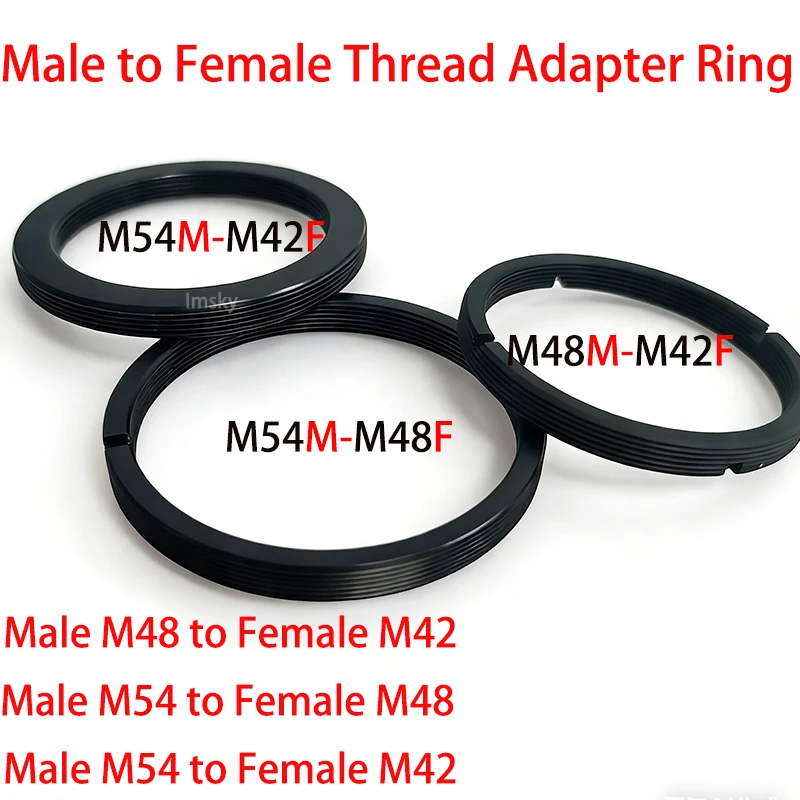 Anillo Adaptador de Telescopio de Rosca Macho a Hembra M42/M48/M54 x0.75 de Aleación de Aluminio para Cámara Zwo Qhy