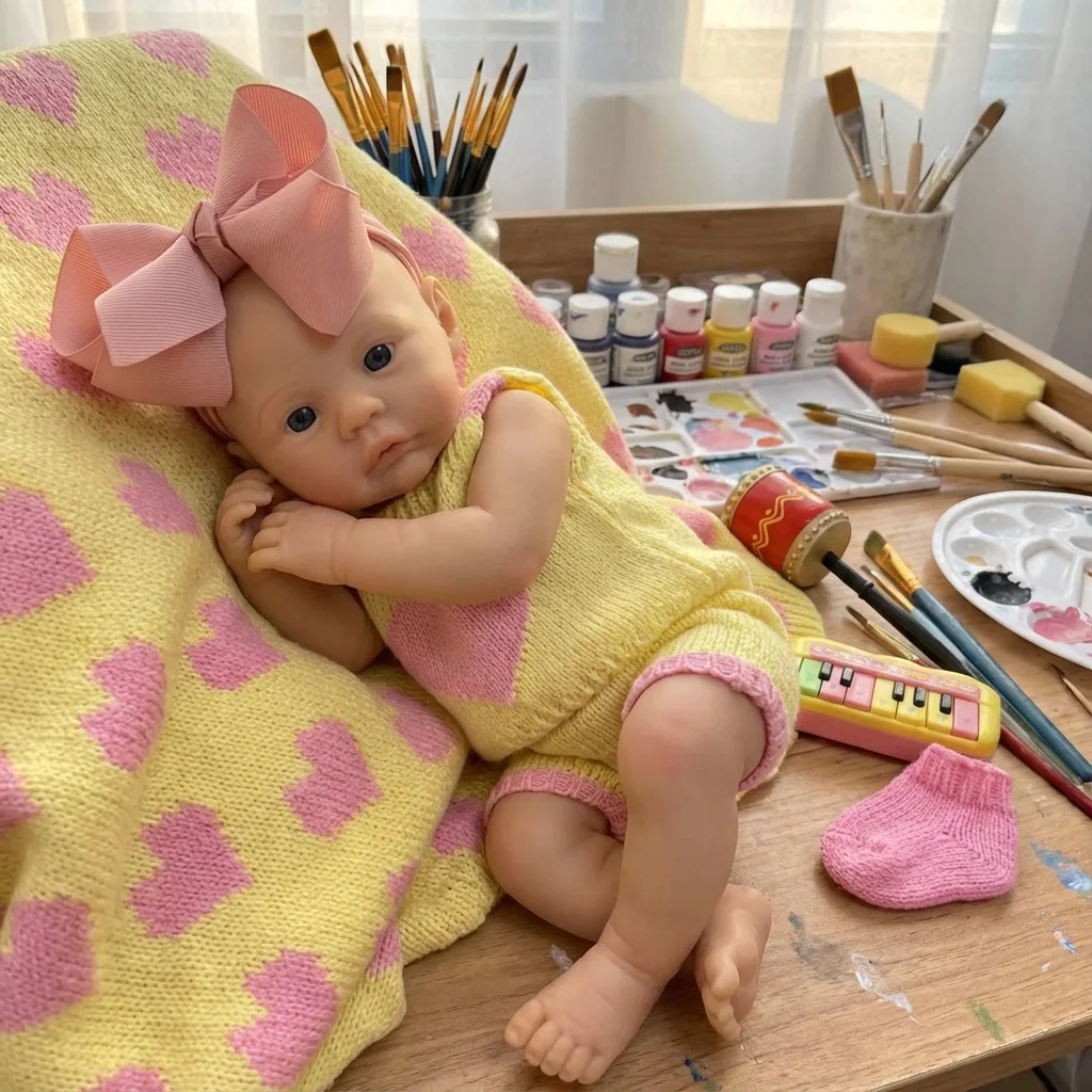 

13-дюймовая силиконовая кукла-реборн Meadow, ручной работы, мягкая на ощупь, для девочек, новорожденная, в подарок на день рождения